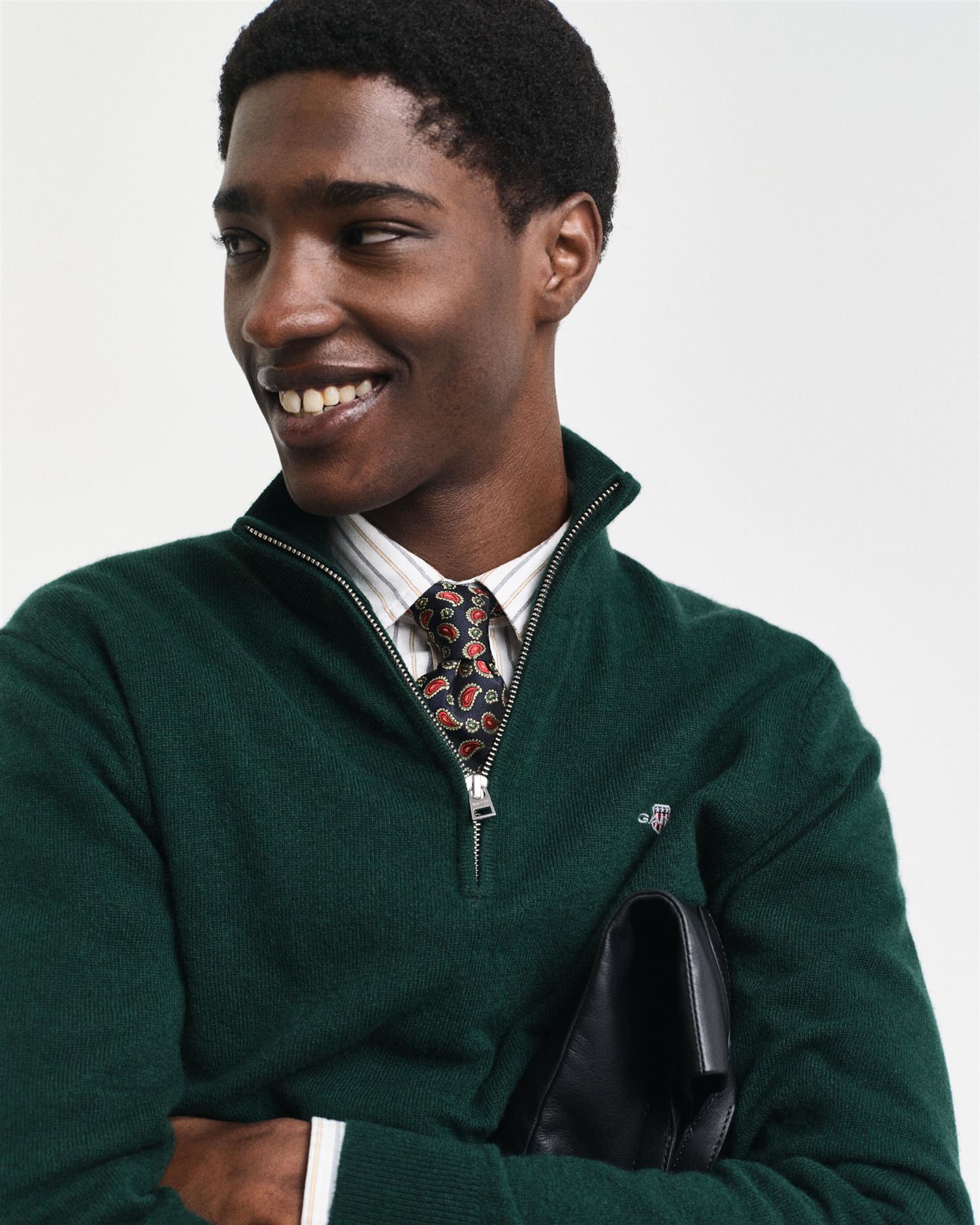 Extrafine lambswool hhalf-zip-Genser-Gant-Aandahls