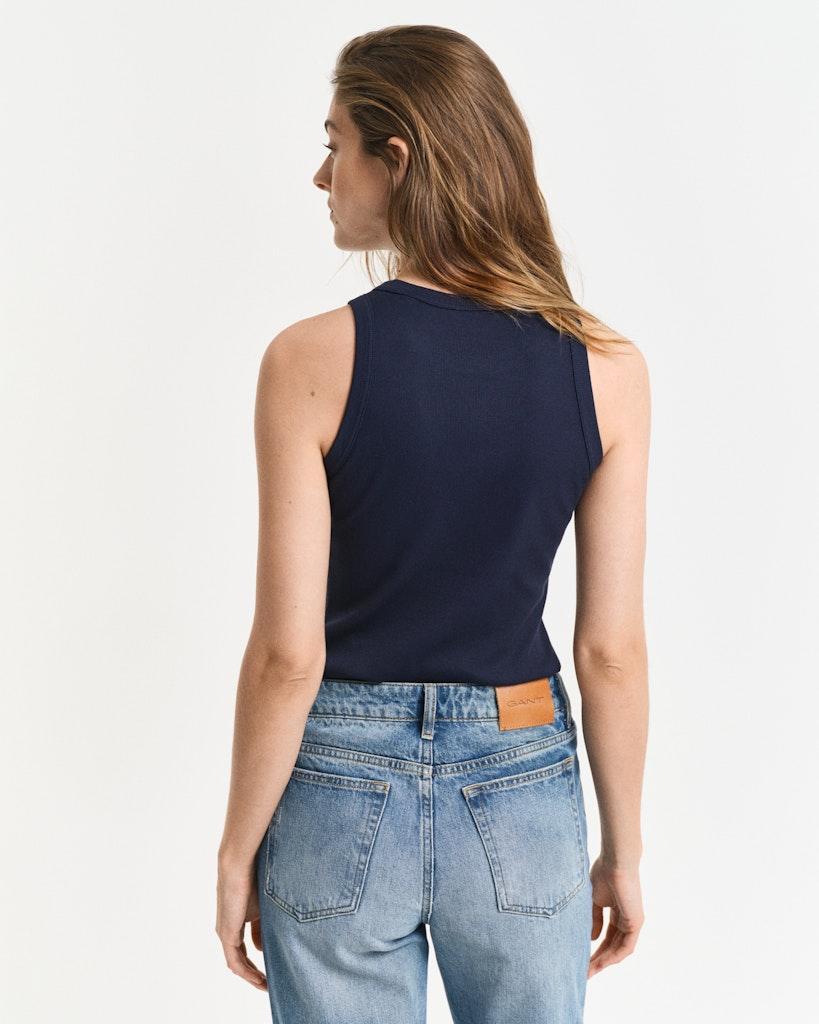 High Neck Rib Tank Top-Overdel-Gant-Aandahls
