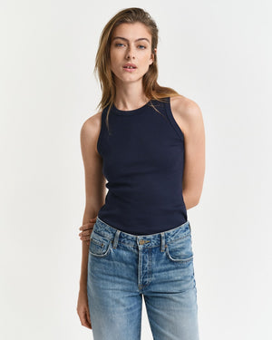 High Neck Rib Tank Top