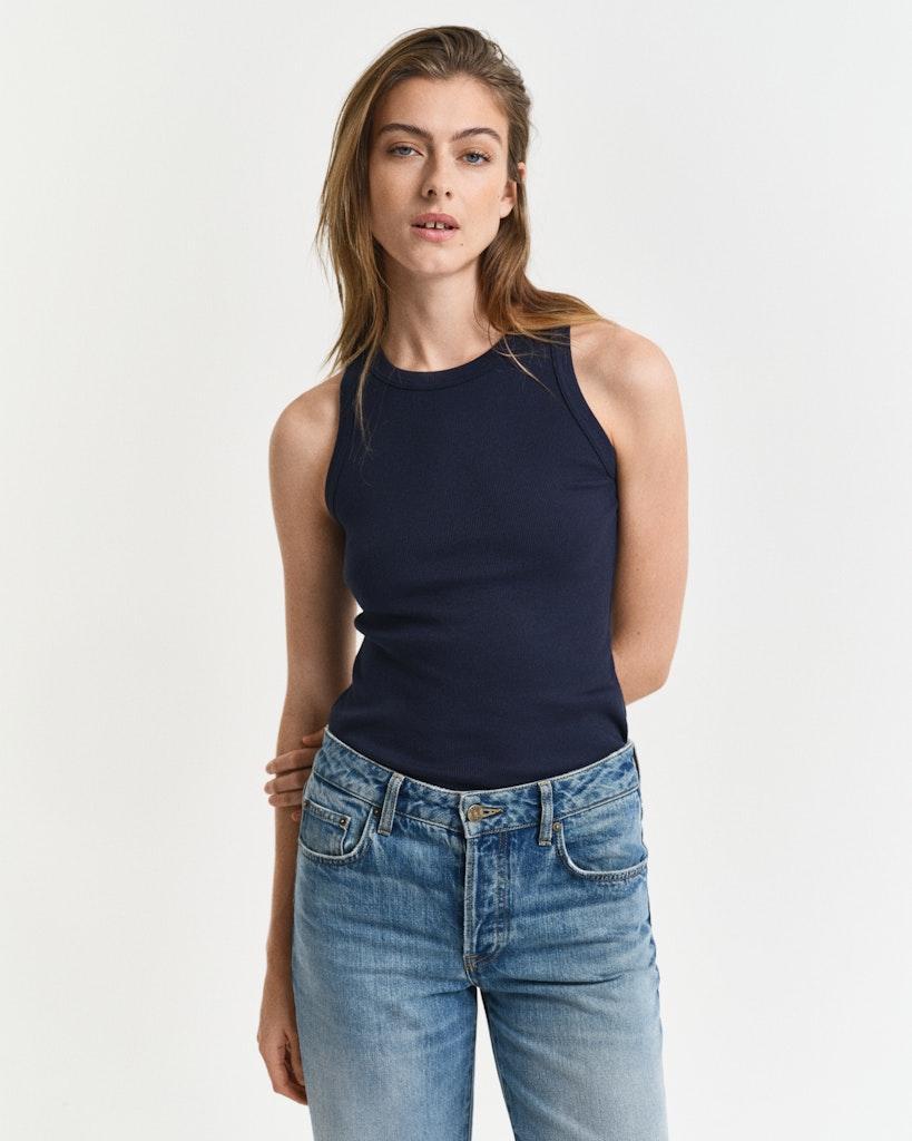 High Neck Rib Tank Top-Overdel-Gant-Aandahls