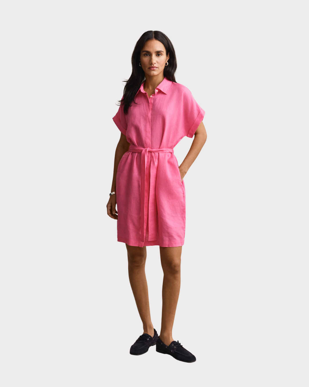 Short-Sleeved Linen Dress