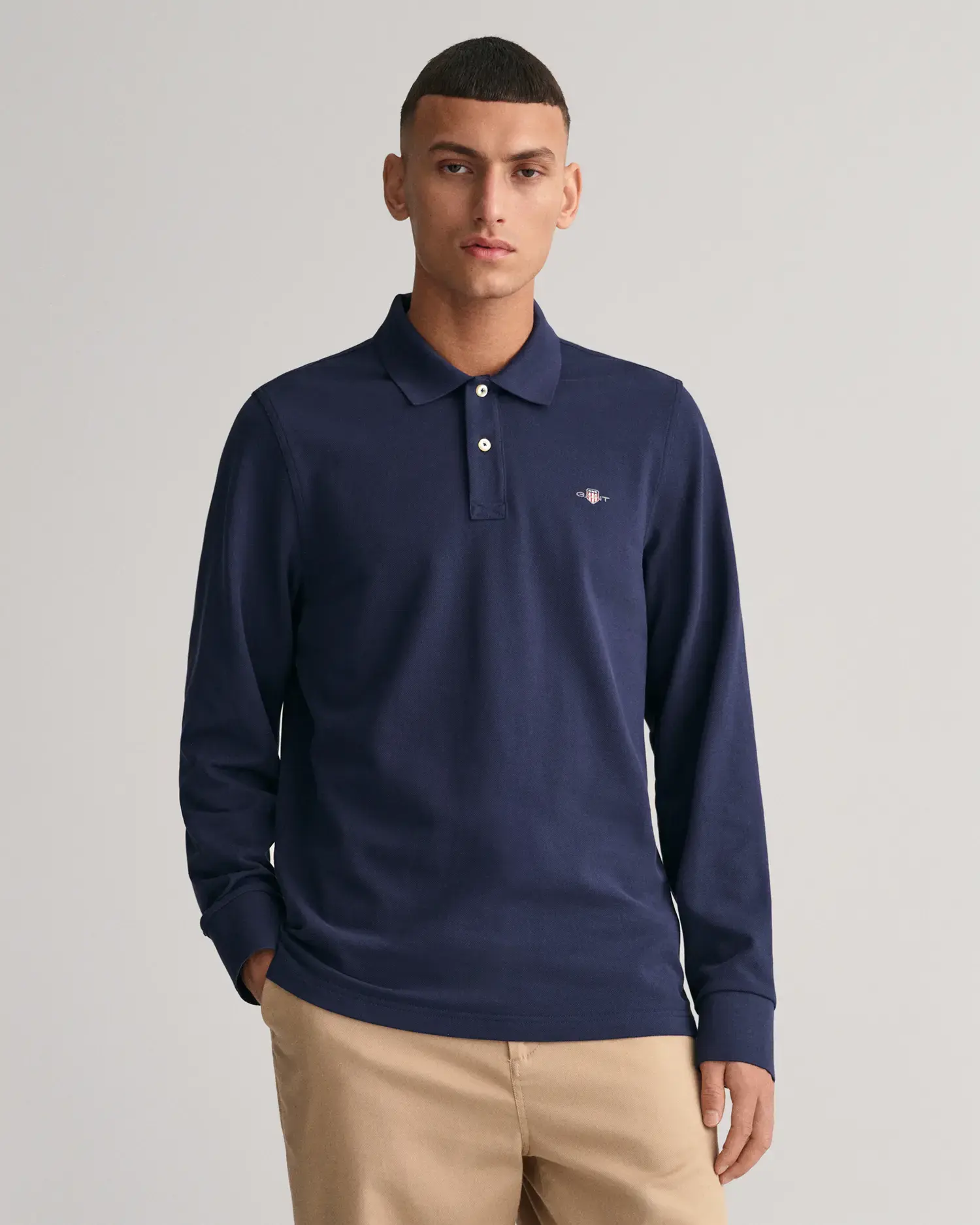 Klassisk Piquéskjorte Med Lange Ermer I Regular Fit-Pique Longsleeve-Gant-Aandahls