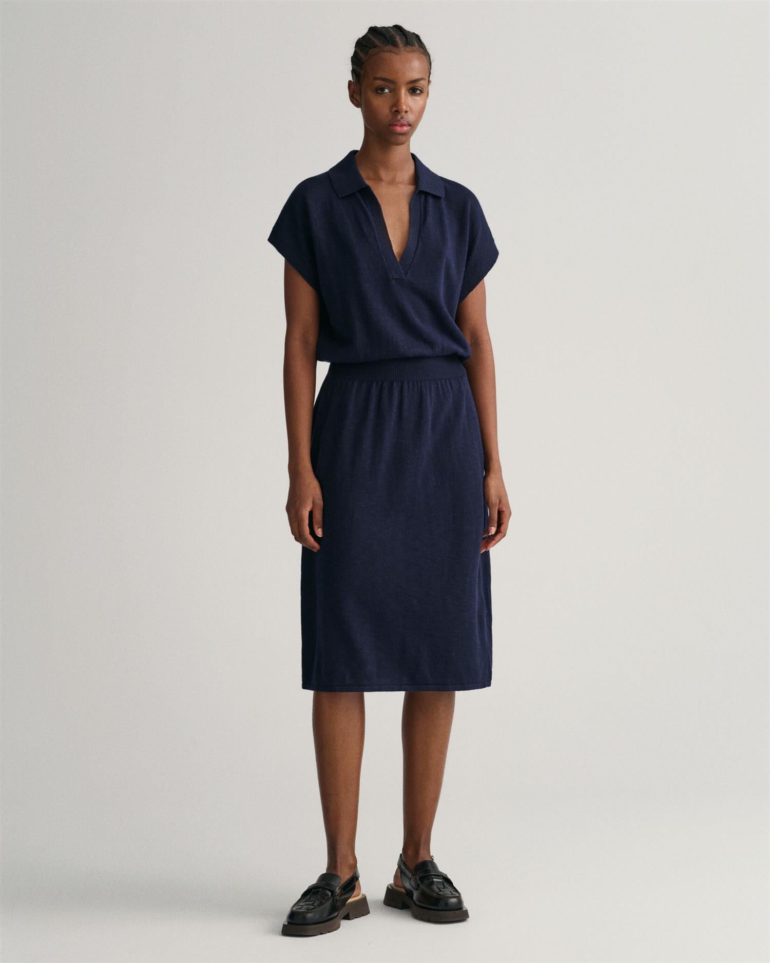LINEN-BLEND COLLAR DRESS-Kjole-Gant-Aandahls