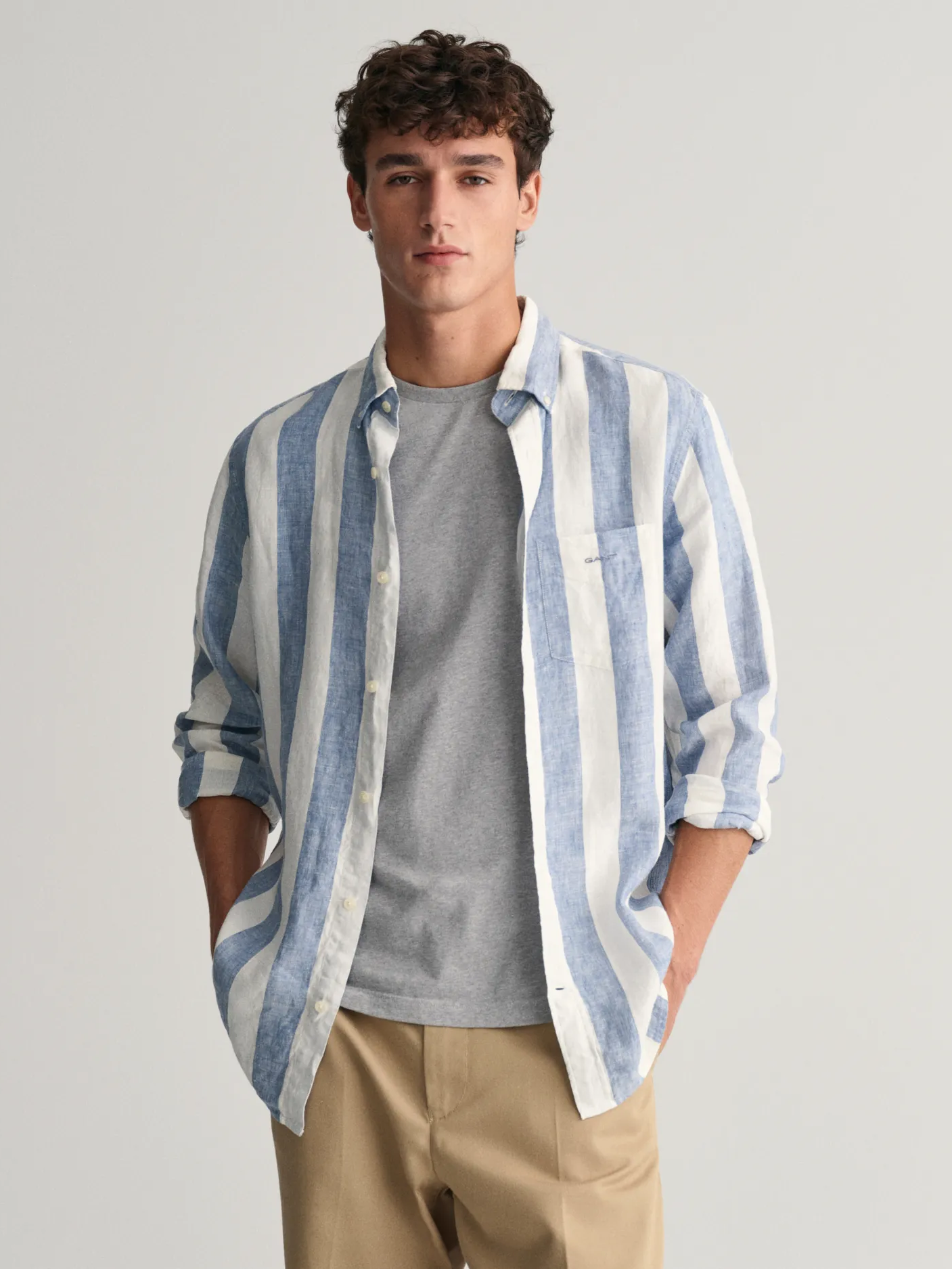 Reg Bold Stripe Linen Shirt-Skjorter-Gant-Aandahls