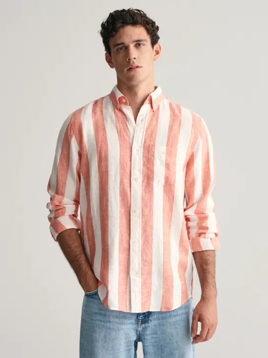REG BOLD STRIPE LINEN SHIRT-Skjorter-Gant-Aandahls
