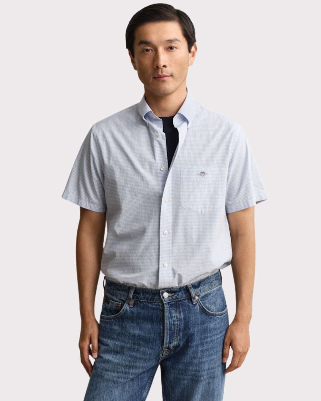 Reg Classic Poplin Gingh Ss Shirt
