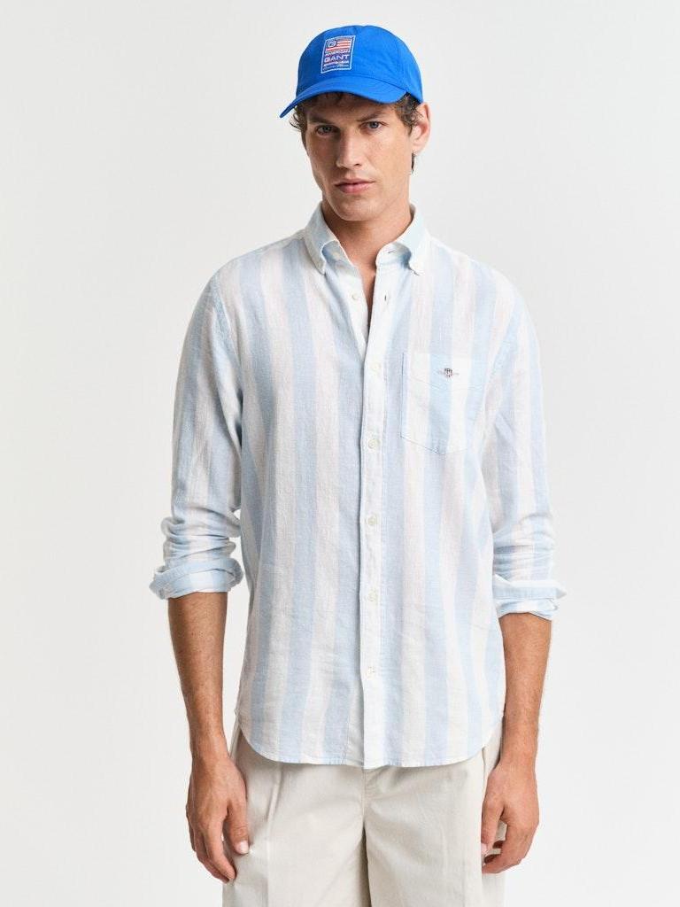 Reg cotton linen bold stripe shirt-Skjorte-Gant-Aandahls