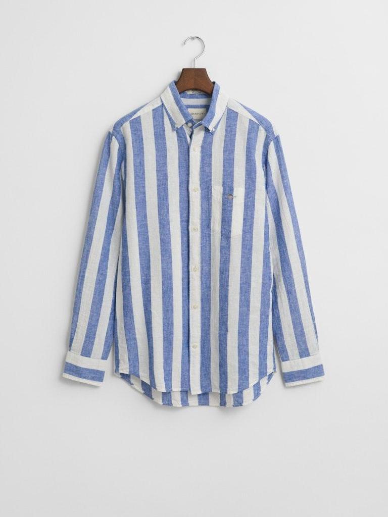 Reg cotton linen bold stripe shirt-Skjorte-Gant-Aandahls