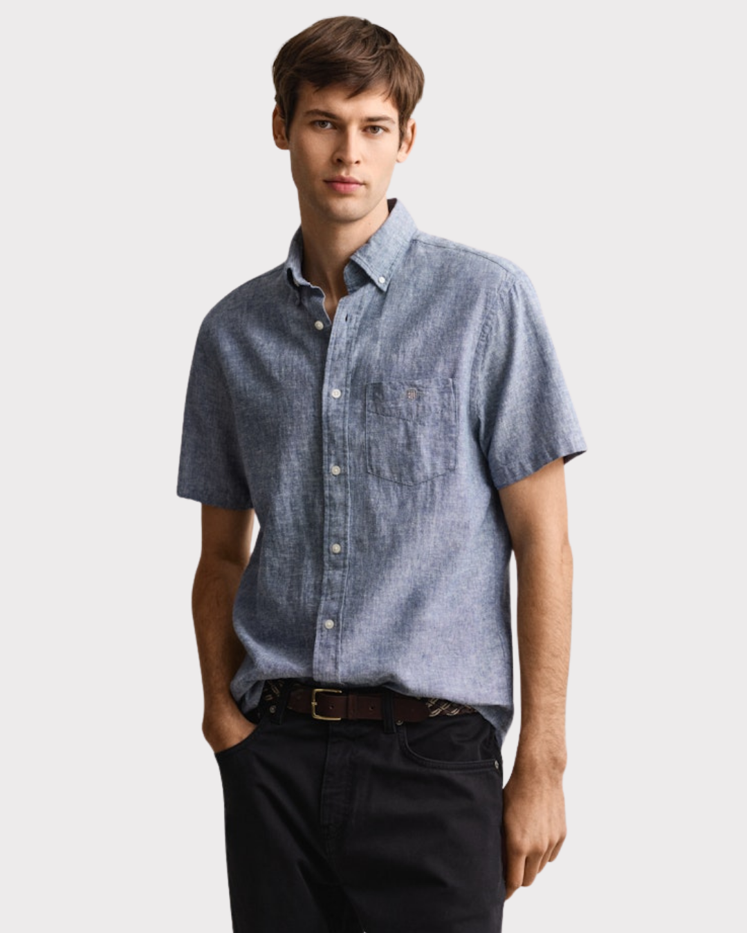 Reg Cotton Linen Ss Shirt