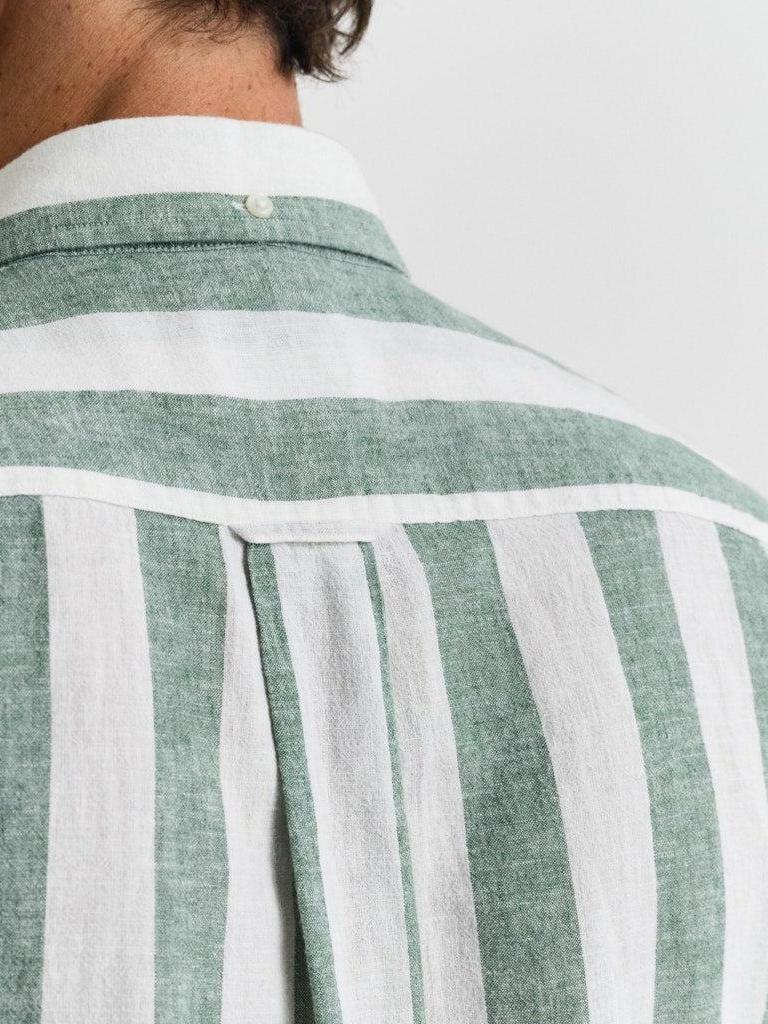 Reg cotton linen stripe ss shirt-Skjorte-Gant-Aandahls