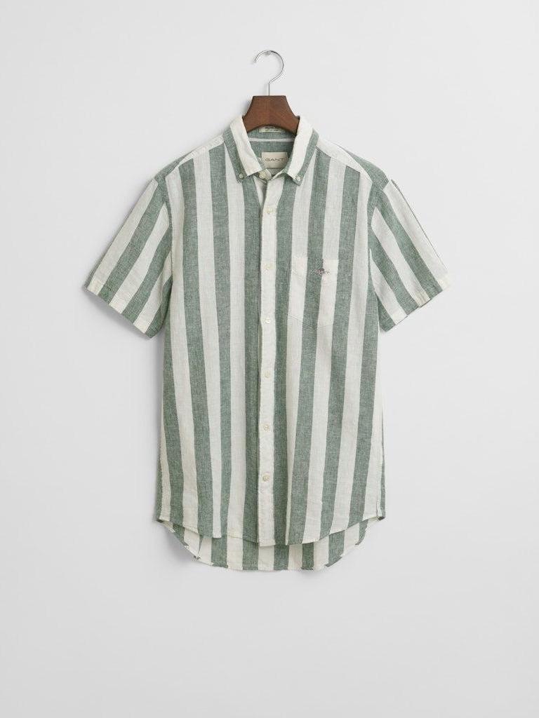 Reg cotton linen stripe ss shirt-Skjorte-Gant-Aandahls