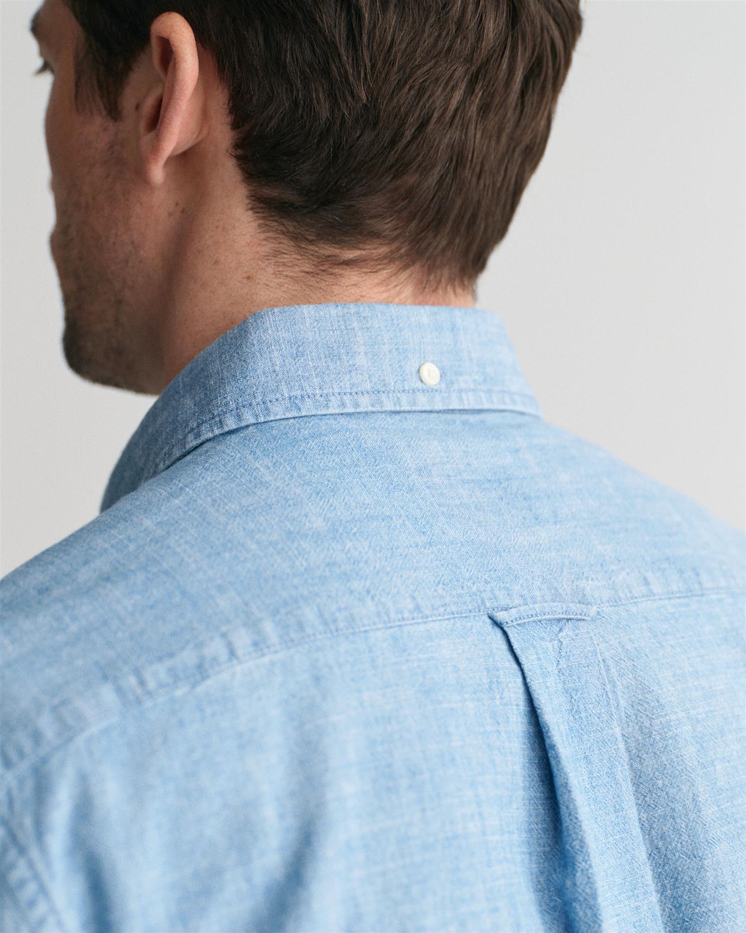 Reg Indigo Chambray Shirt-Skjorte-Gant-Aandahls