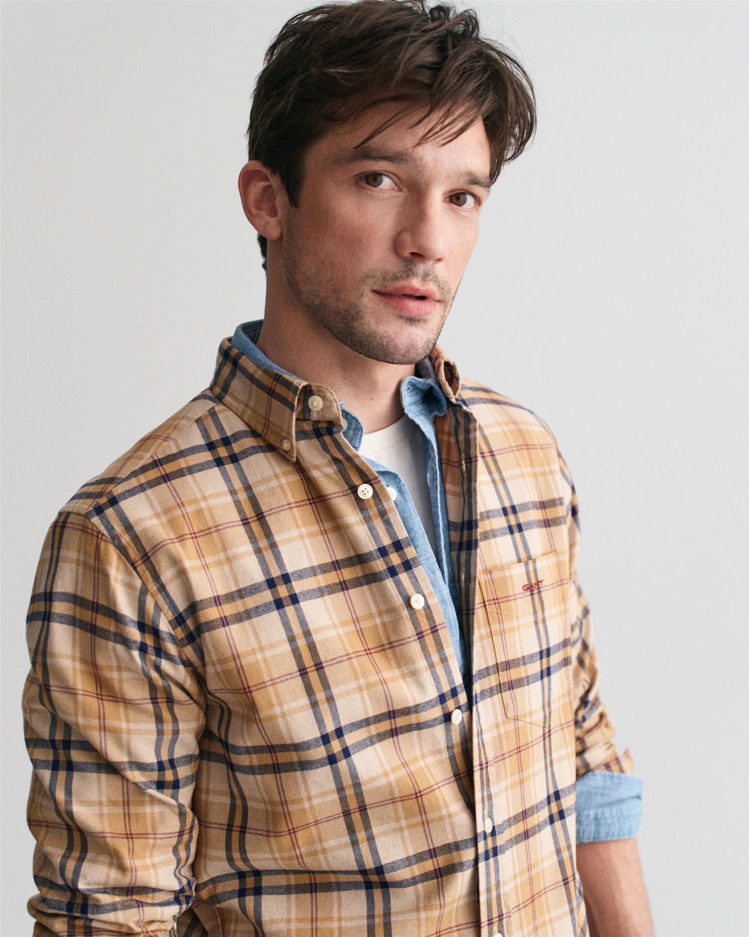 Reg Jaspe Flannel Plaid Shirt-Skjorte-Gant-Aandahls