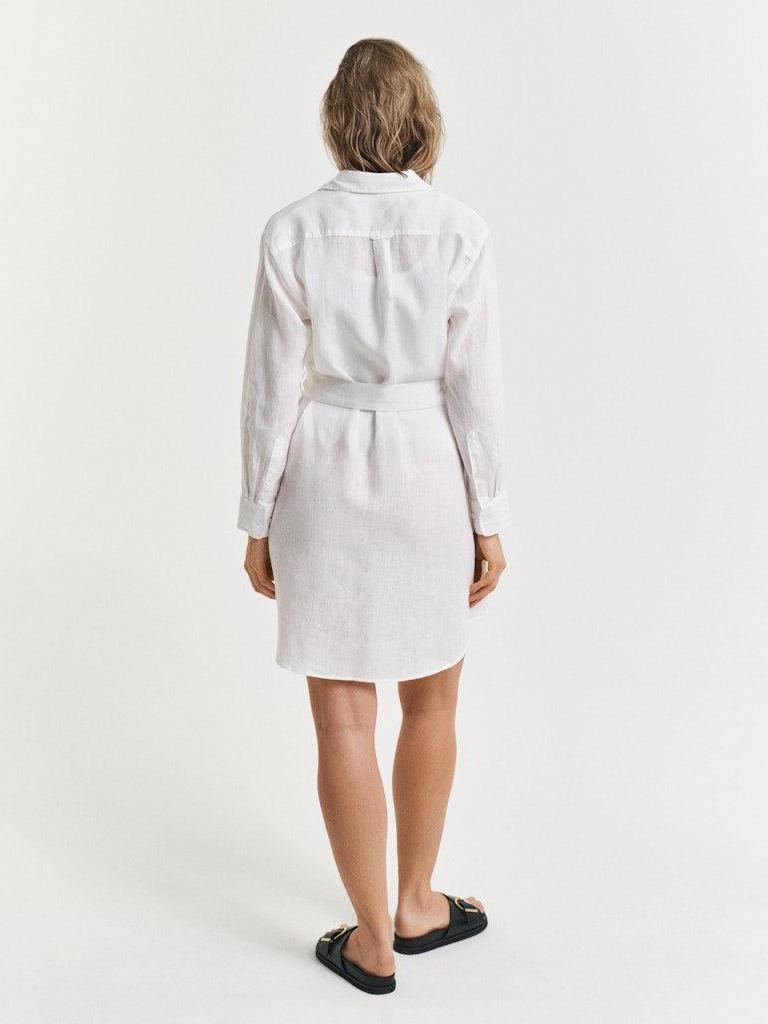 Reg Linen Belted Shirt Dress-Kjole-Gant-Aandahls