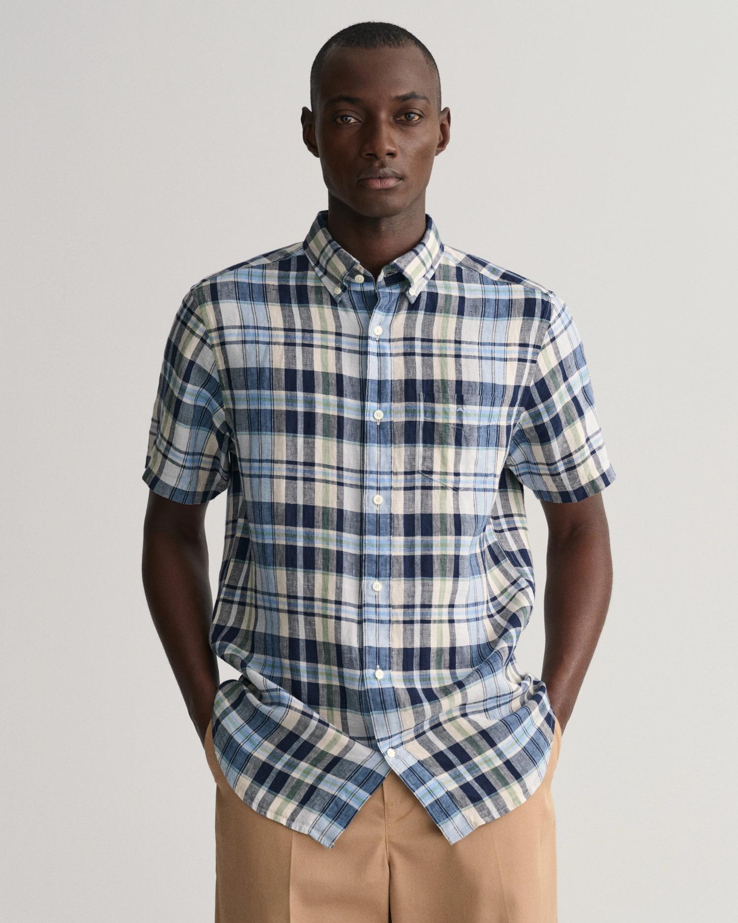 Reg linen madras shirt ss-Skjorter-Gant-Aandahls