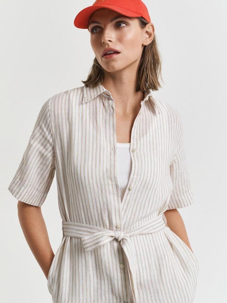 Reg Linen Striped Shirt Dress-Kjole-Gant-Aandahls