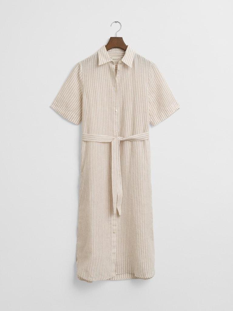 Reg Linen Striped Shirt Dress-Kjole-Gant-Aandahls