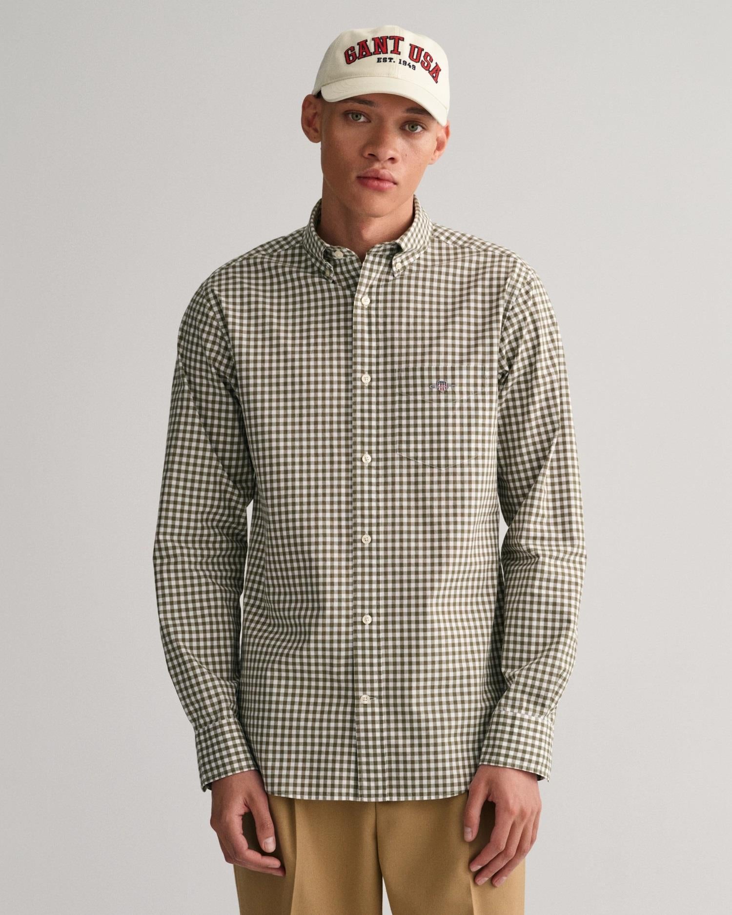 REG POPLIN GINGHAM SHIRT-Skjorter-Gant-Aandahls