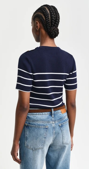 Ribbed bretom c-neck-T-shirt-Gant-Aandahls