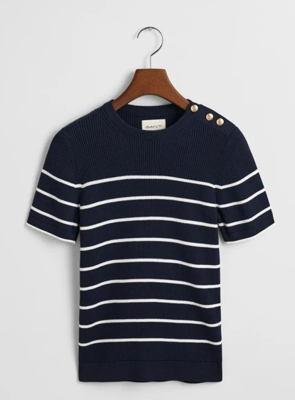 Ribbed bretom c-neck-T-shirt-Gant-Aandahls