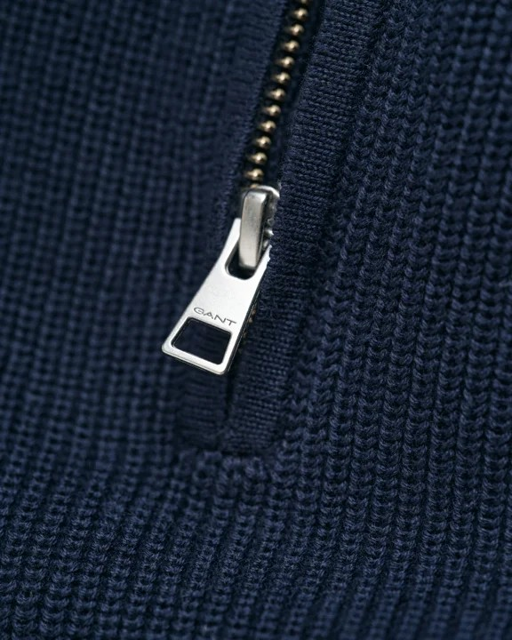 Ribbed cotton half zip-Genser-Gant-Aandahls