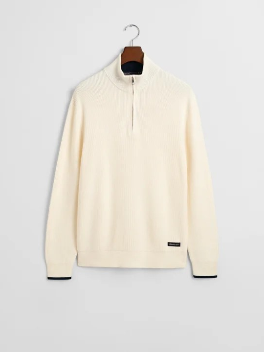 Ribbed cotton halfzip-Genser-Gant-Aandahls