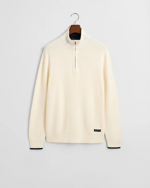 Ribbed cotton halfzip-Genser-Gant-Aandahls