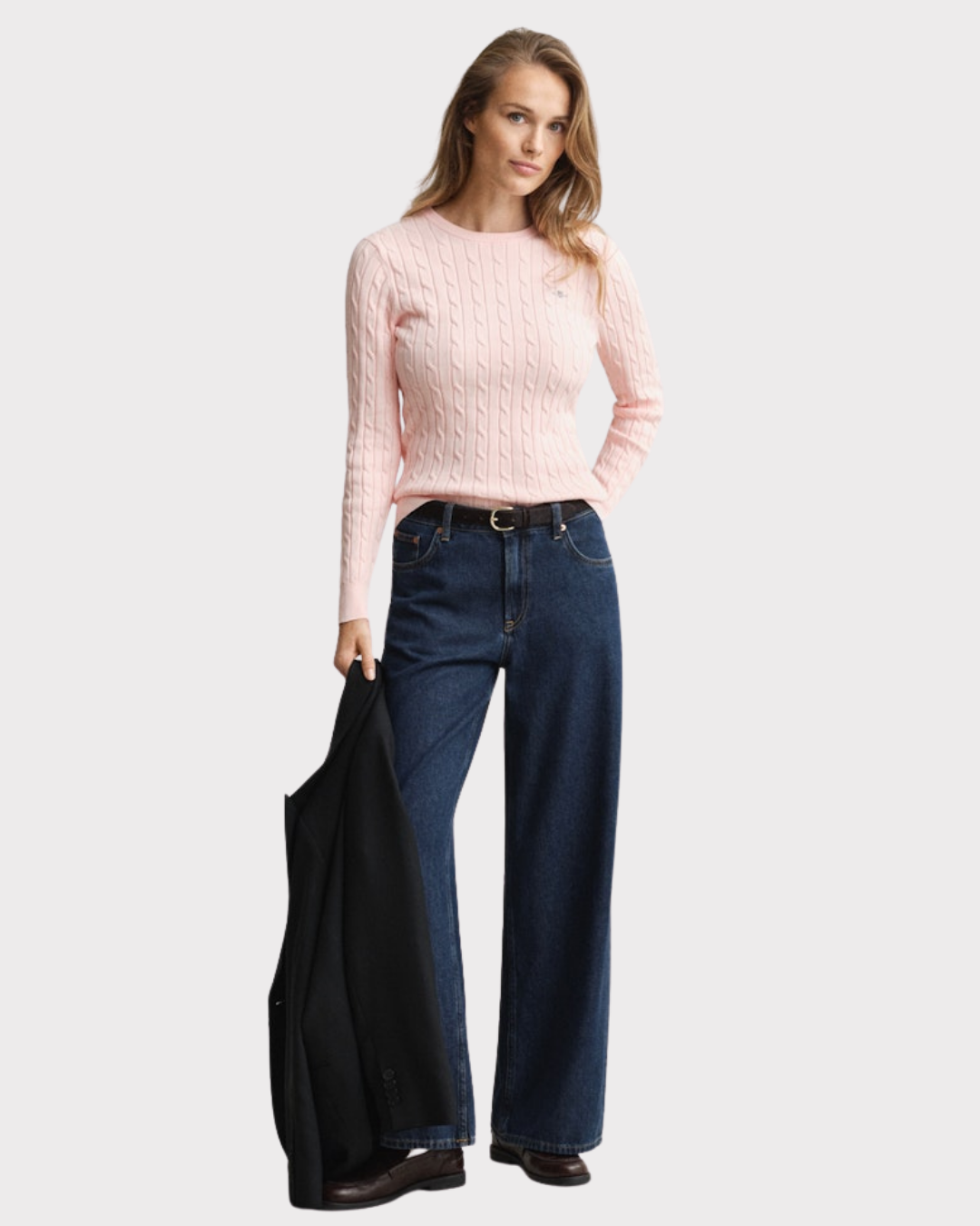 Stretch Cotton Cable C-Neck-Genser-Gant-Aandahls