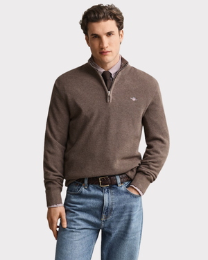 Waffle Knit Half-Zip Sweater