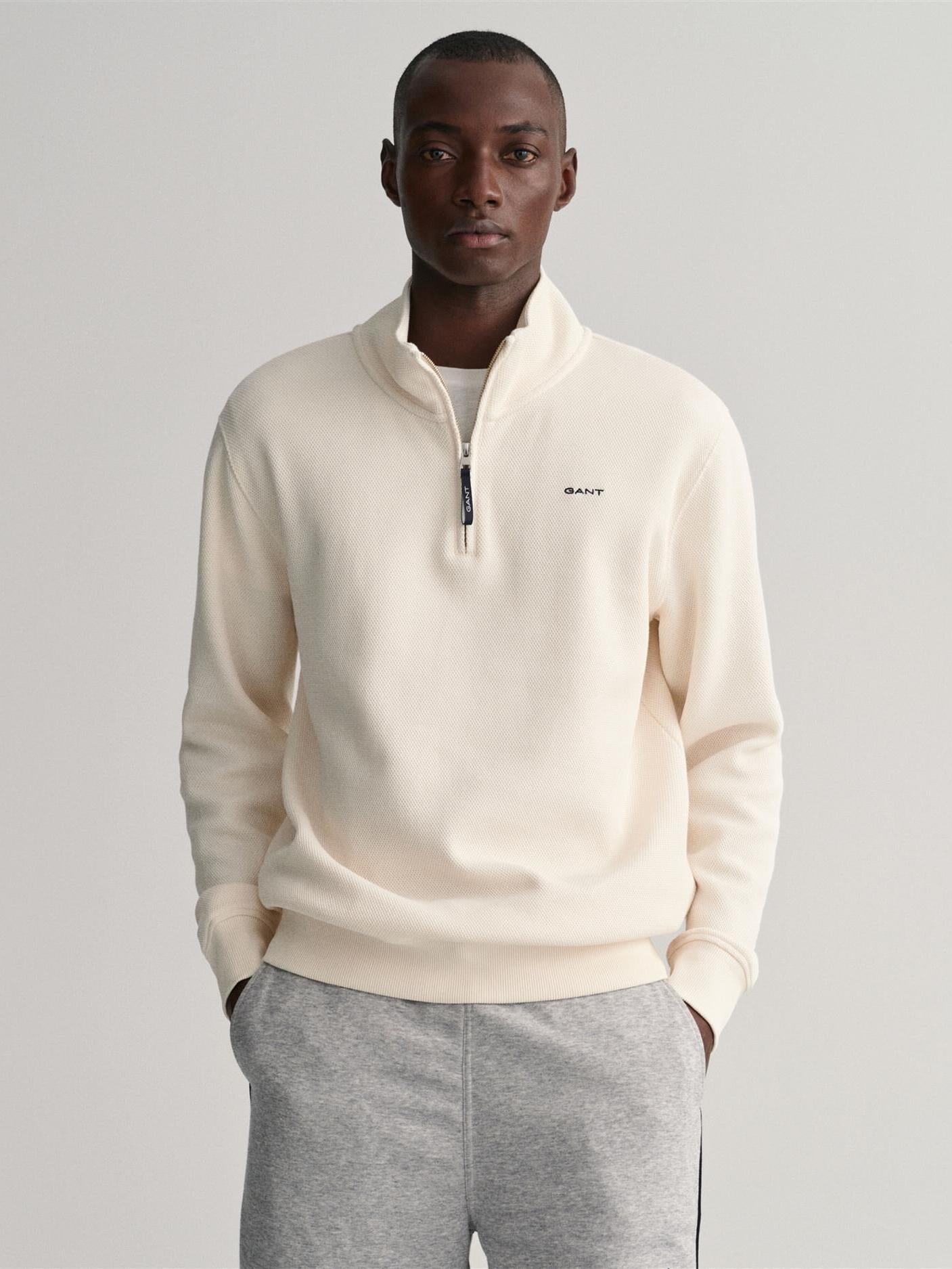 Waffle Texture Half Zip-Genser-Gant-Aandahls