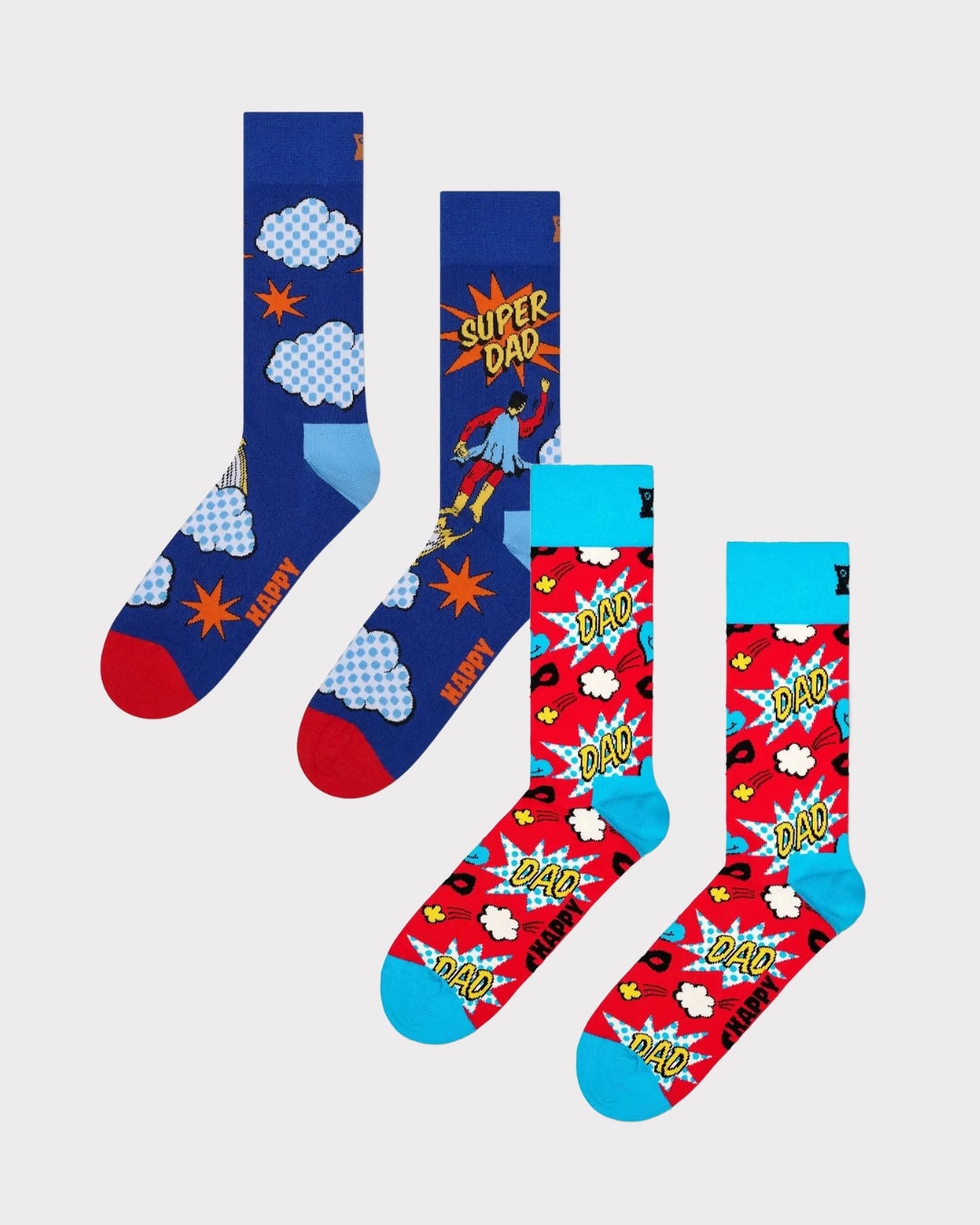 2-Pack Super Dad Socks Gift Set-Strømper-Happy Socks-Aandahls
