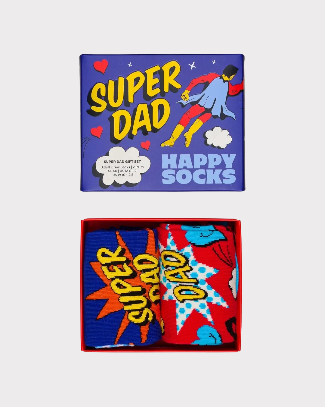 2-Pack Super Dad Socks Gift Set-Strømper-Happy Socks-Aandahls