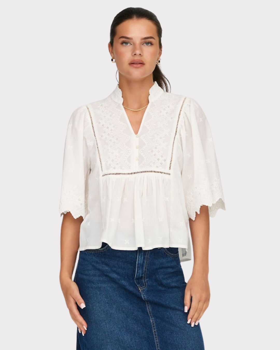 Jdymaya 2/4 Embroidery Top-Overdel-JdY-Aandahls