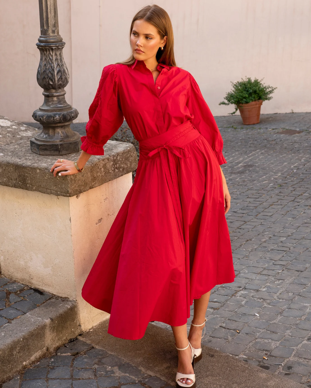Astrid Skirt City Red Poplin