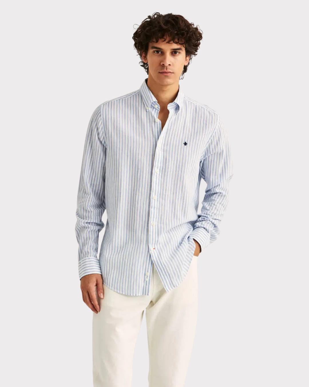 Douglas Linen Stripe Shirt Classic Fit-Skjorte-Morris-Aandahls