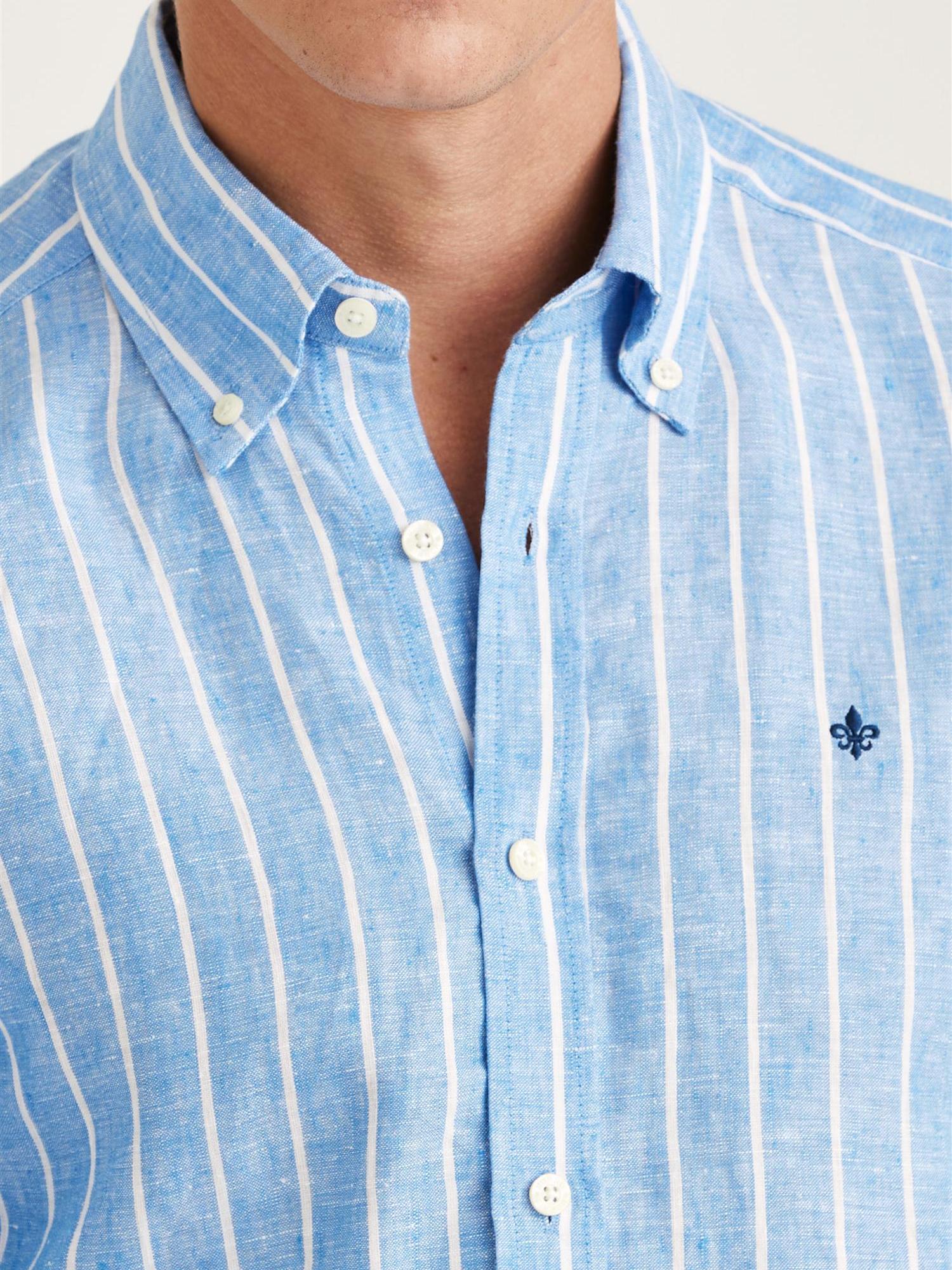 douglas linen stripe shirt-Skjorte-Morris-Aandahls