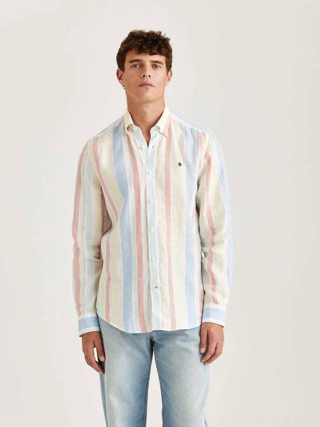 happy linen stripe shirt-Skjorte-Morris-Aandahls