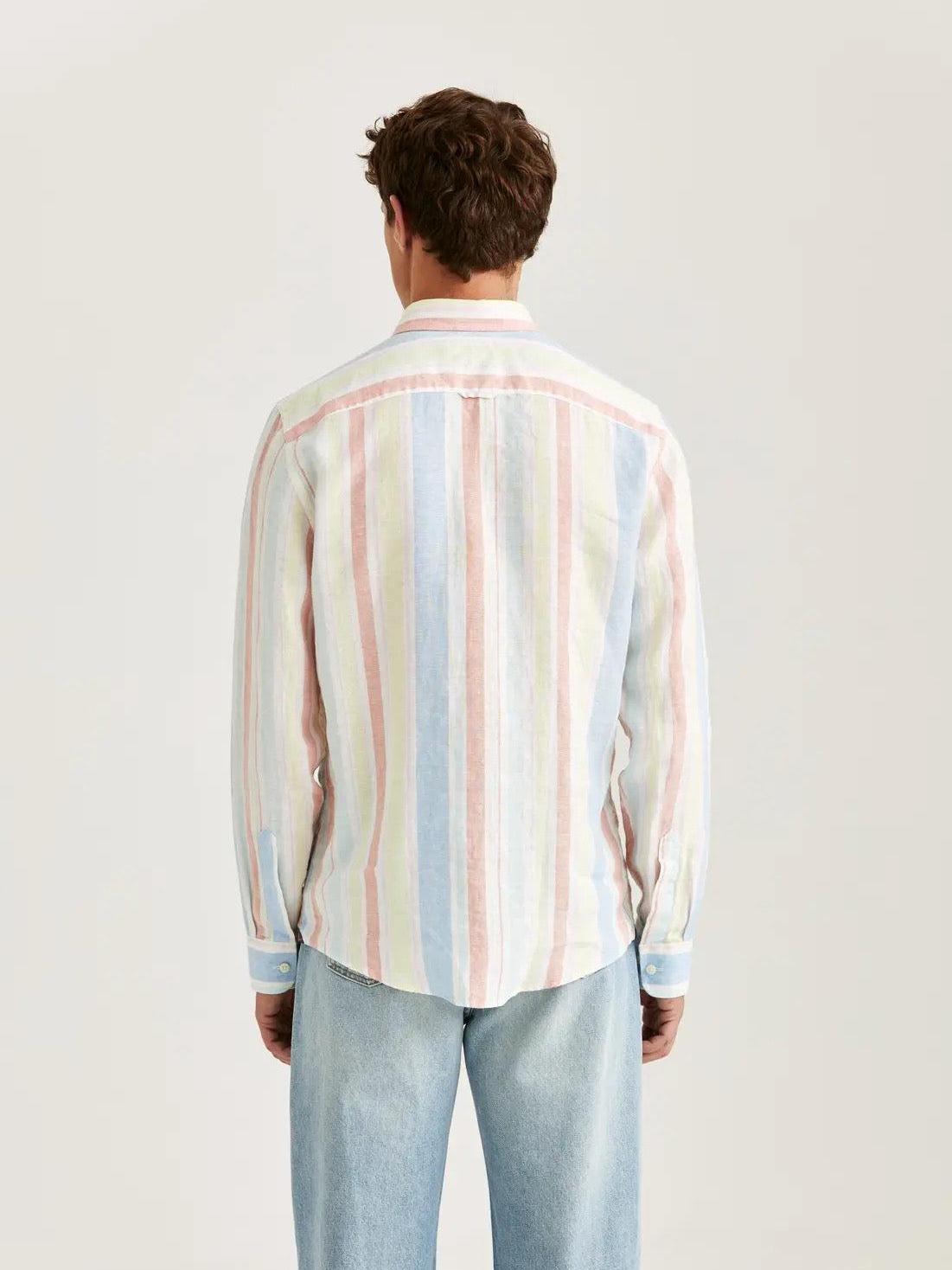 happy linen stripe shirt-Skjorte-Morris-Aandahls