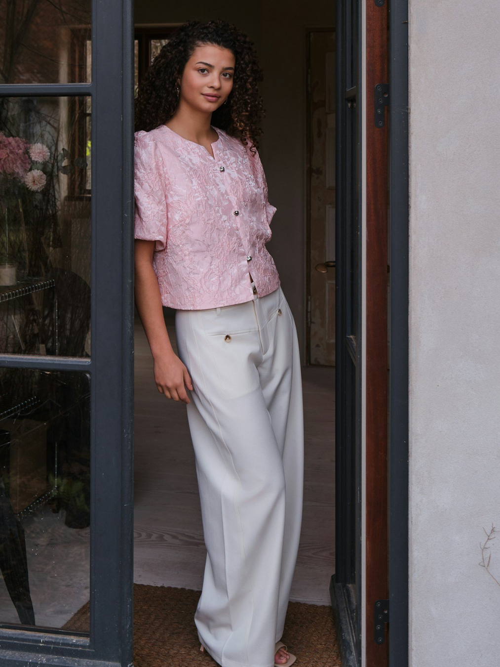 Aisa Soft Brocade Blouse-Overdel-Neo Noir-Aandahls