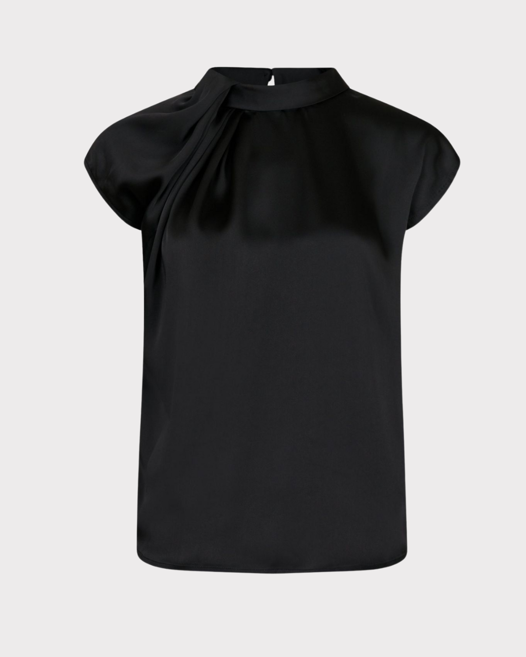 Fleur Drapy Satin Blouse-Overdel-Neo Noir-Aandahls