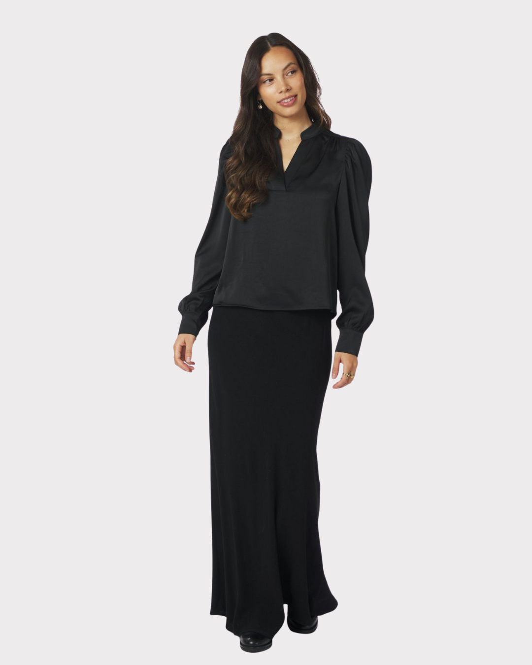 Rosslyn Heavy Sateen Blouse-Overdel-Neo Noir-Aandahls