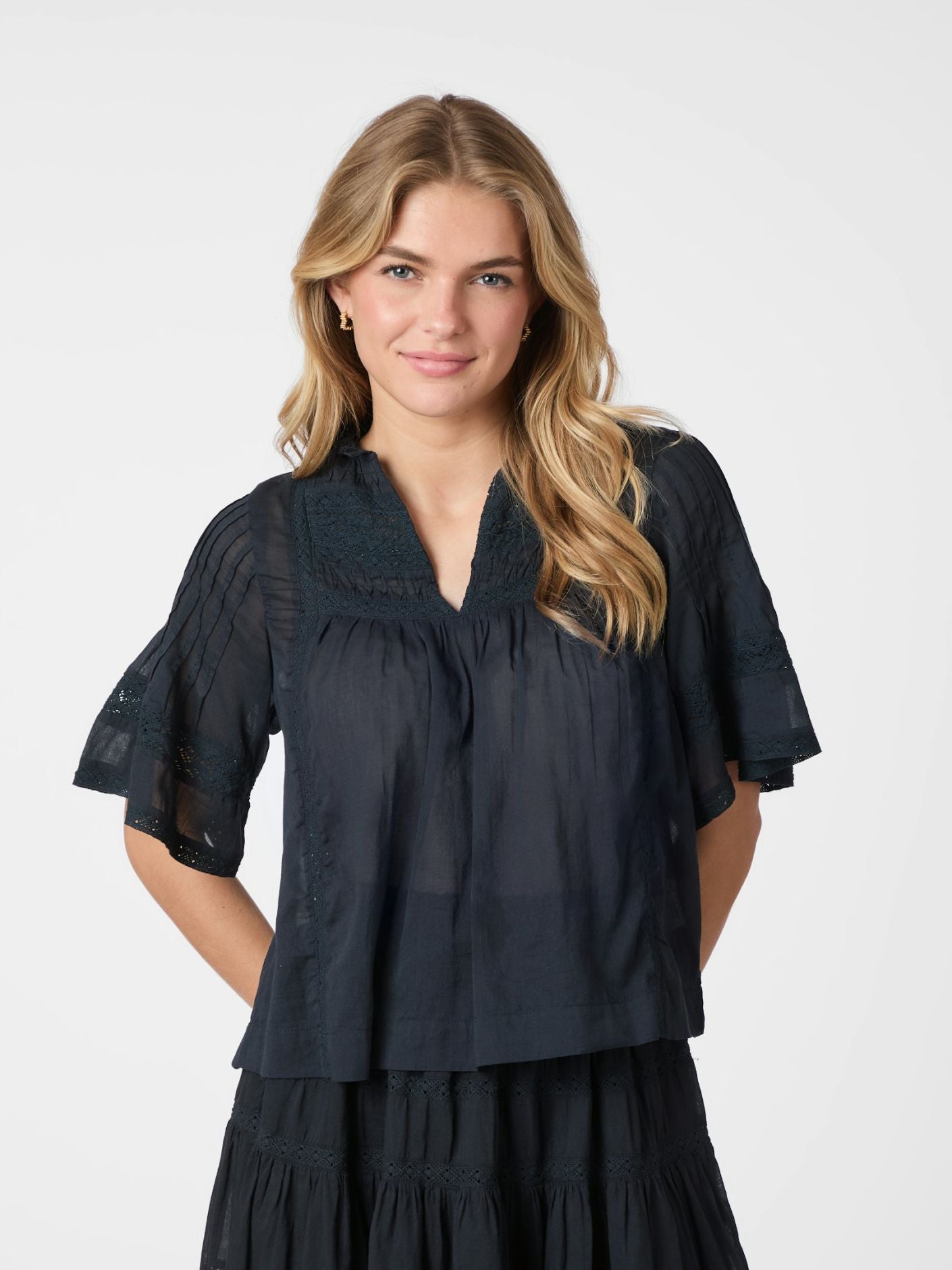 Siama voile blouse-Bluser-Neo Noir-Aandahls