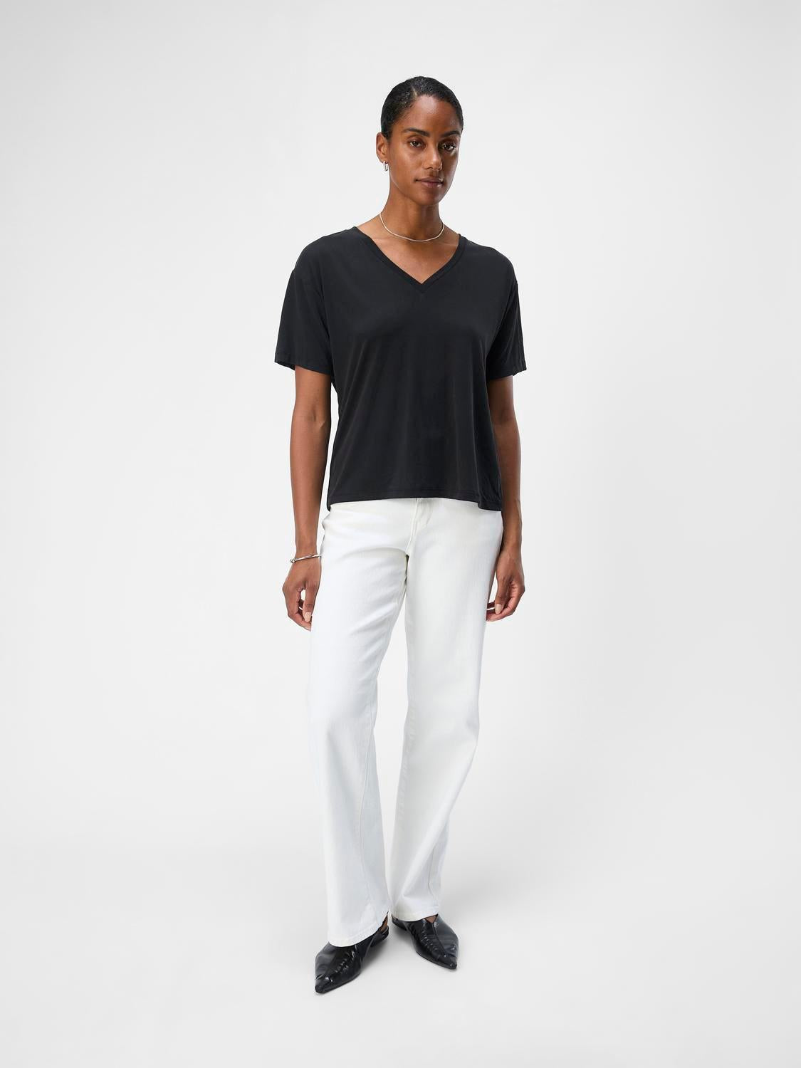 ObjAnnie Re S/S V-neck Top Noos-Overdel-Object Collectors Item-Aandahls