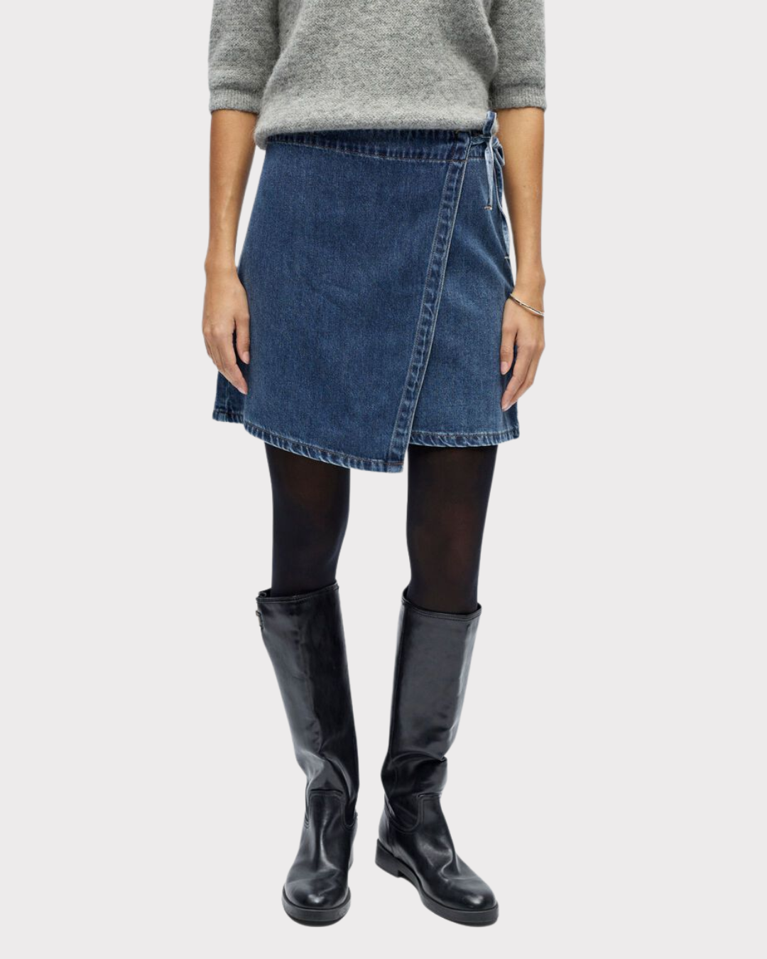 Objrosie Mw Denim Short Wrap Skirt Noos-Skjørt-OBJECT-Aandahls