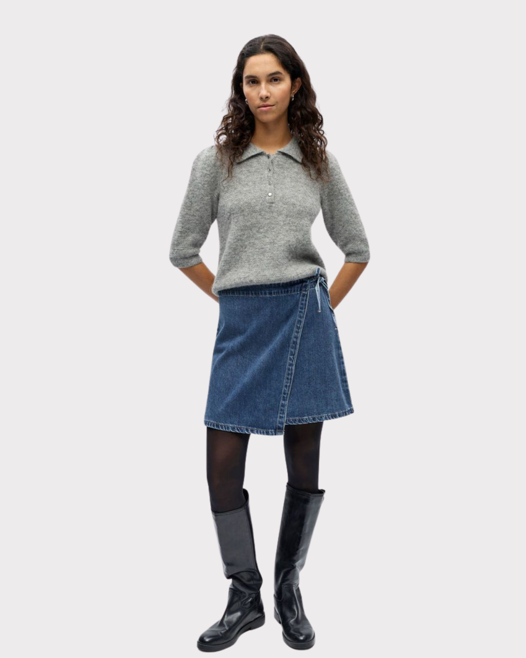 Objrosie Mw Denim Short Wrap Skirt Noos-Skjørt-OBJECT-Aandahls