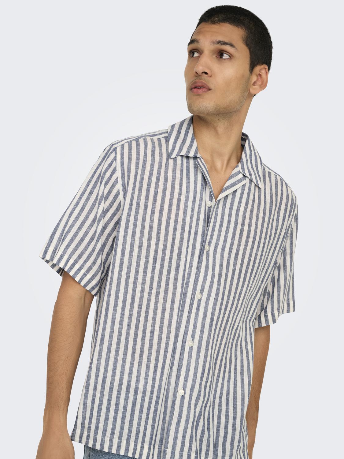ONSSEPPO STRIP SS LINEN BLEND SHIRT 0311-Skjorte-Only & Sons-Aandahls