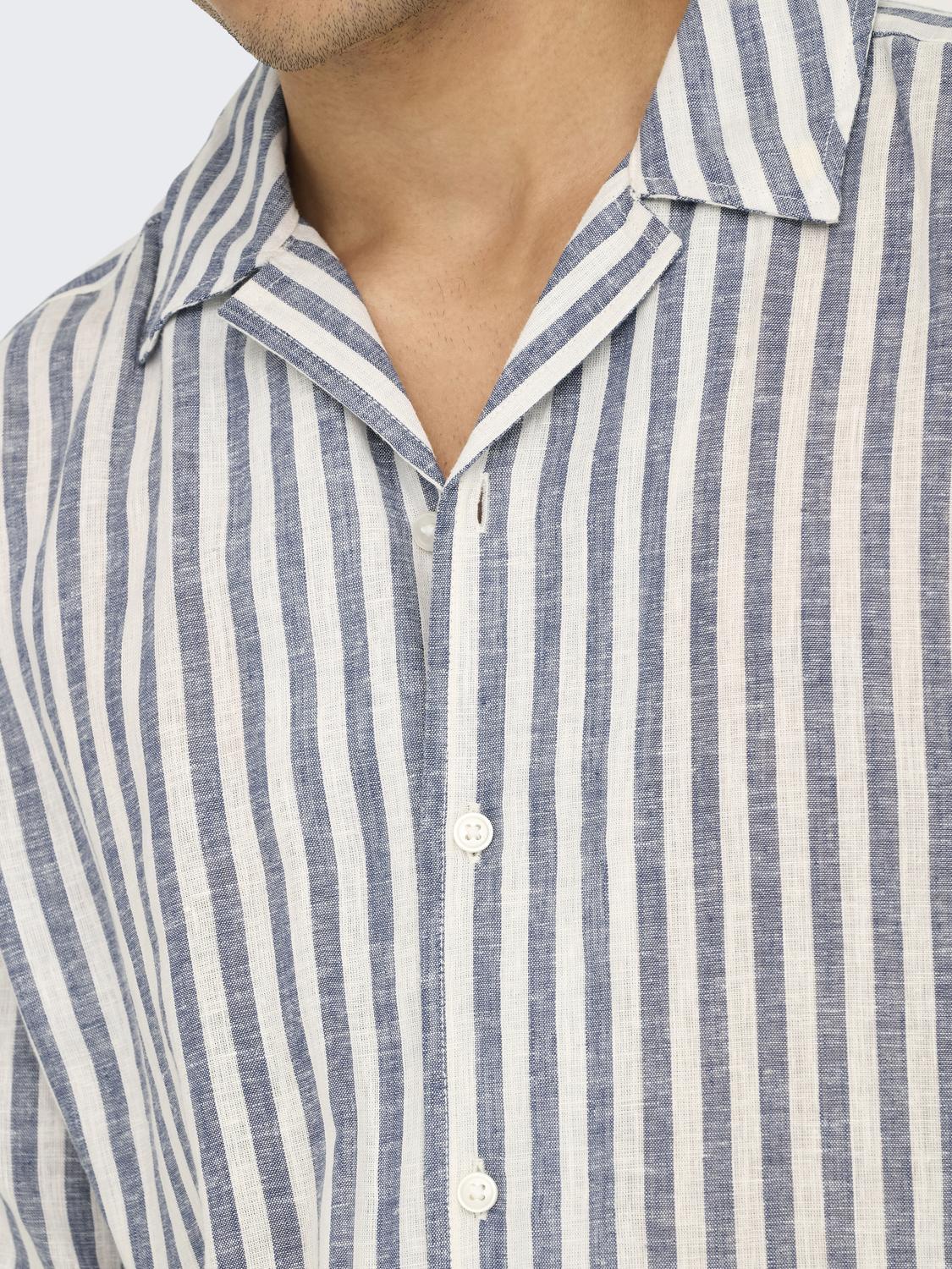 ONSSEPPO STRIP SS LINEN BLEND SHIRT 0311-Skjorte-Only & Sons-Aandahls