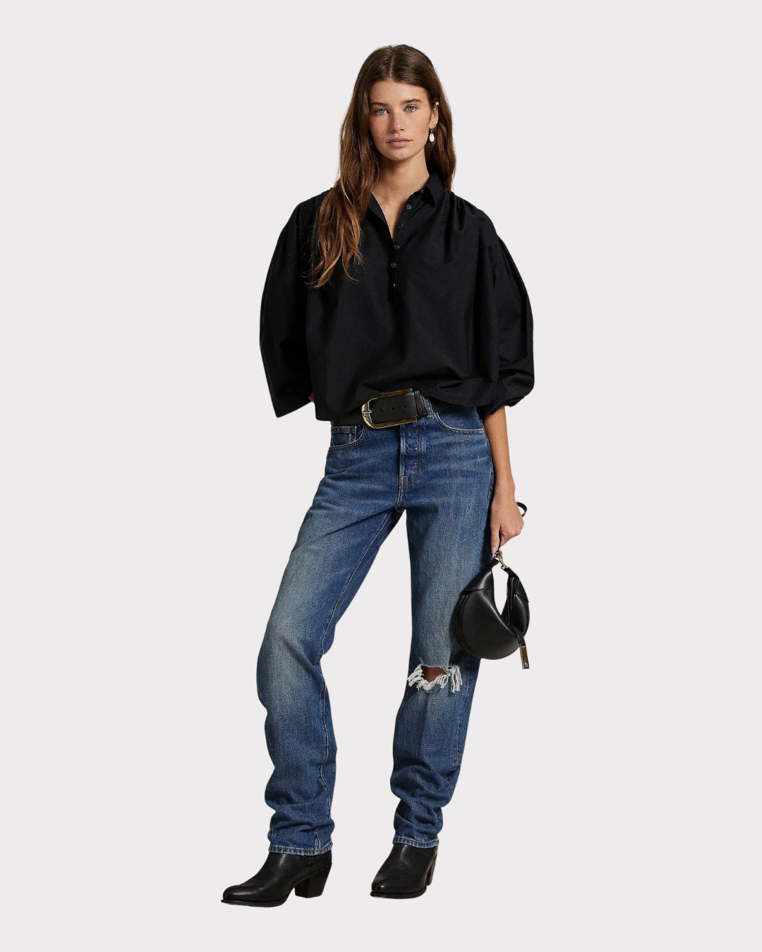 Pleated cotton- silk blouse-Overdel-Polo Ralph Lauren-Aandahls