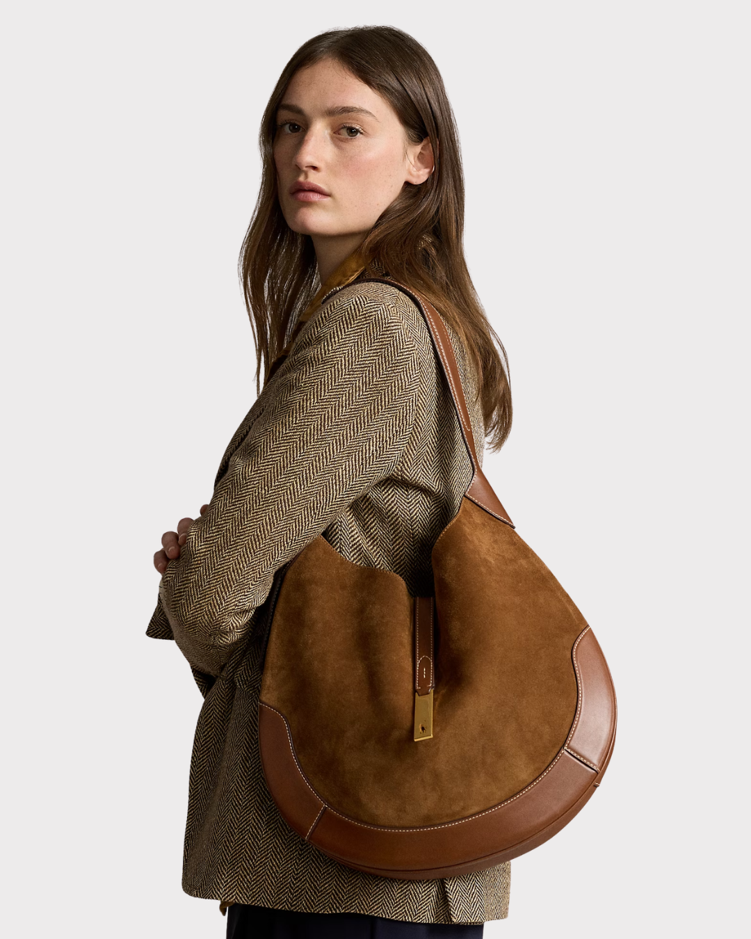 Polo ID Suede large shoulder bag
