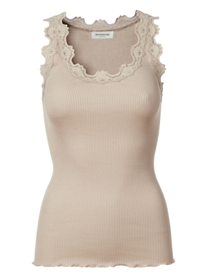 Babette silk top m vintage lace-Singlet-Rosemunde-Aandahls